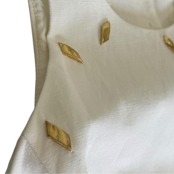 Vtg CACHE Dress Womens off white size 10 Linen blend - Picture 13 of 16